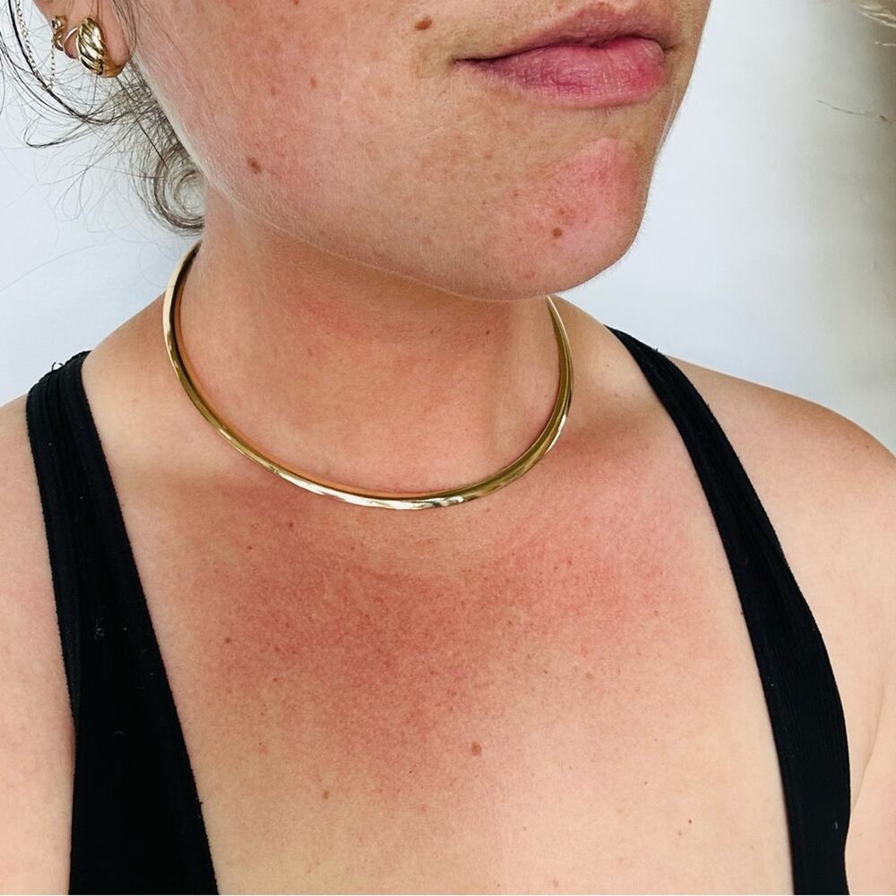 NEW NORDSTROM REVOLVE 18kt Gold Plated Choker Slim Collar Necklace Jewelry Retro - Picture 4 of 12